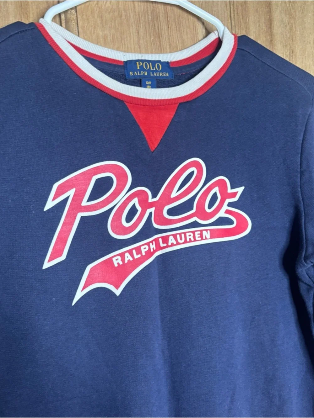 Ralph Lauren boys Navy Sweatshirt with Red & White  size S